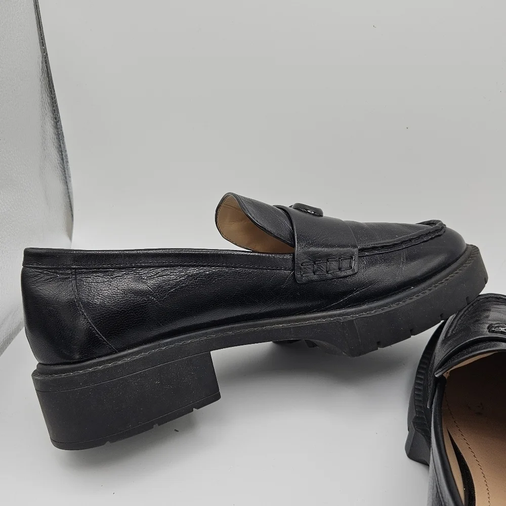 Coach chunky black leather Leah Loafer size 11